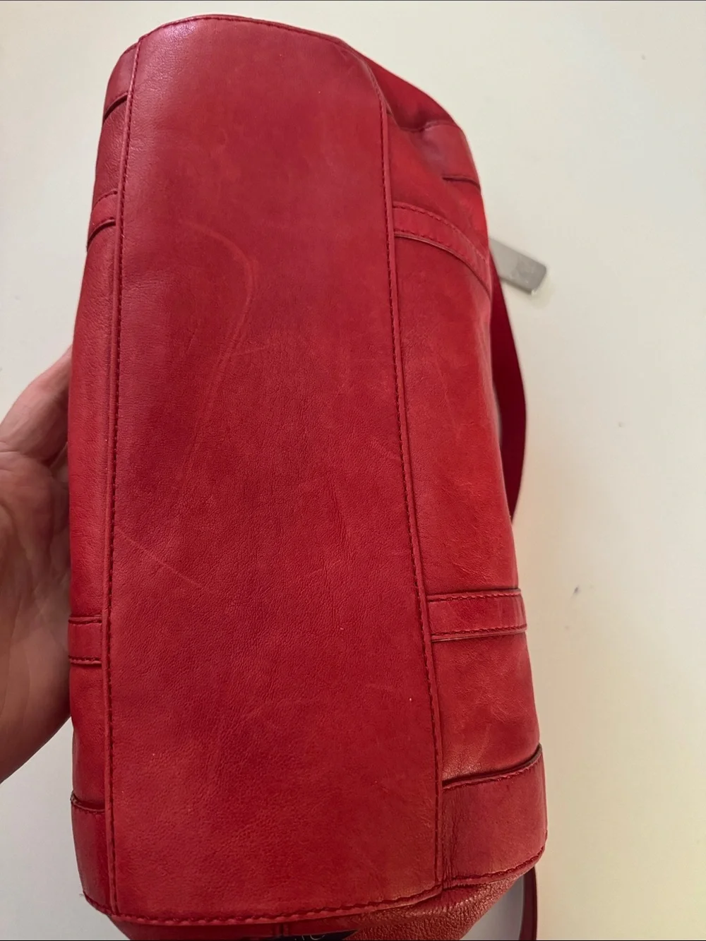 BOTKIER Charlotte Red Lambskin Leather Satchel Shoulder Bag Silver Hardware EUC
